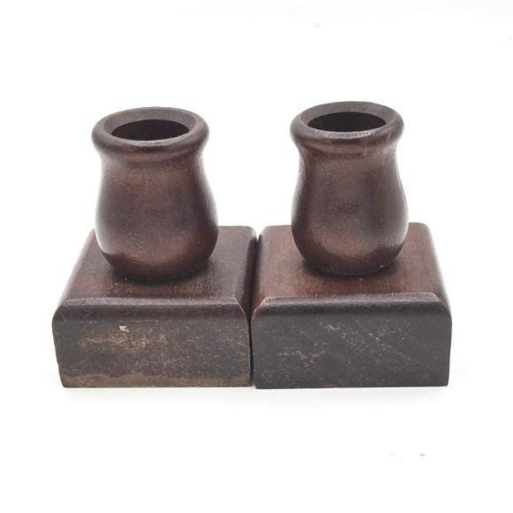 Vintage Price Import JAPAN Wooden Miniature Candleholders (Pair)‎